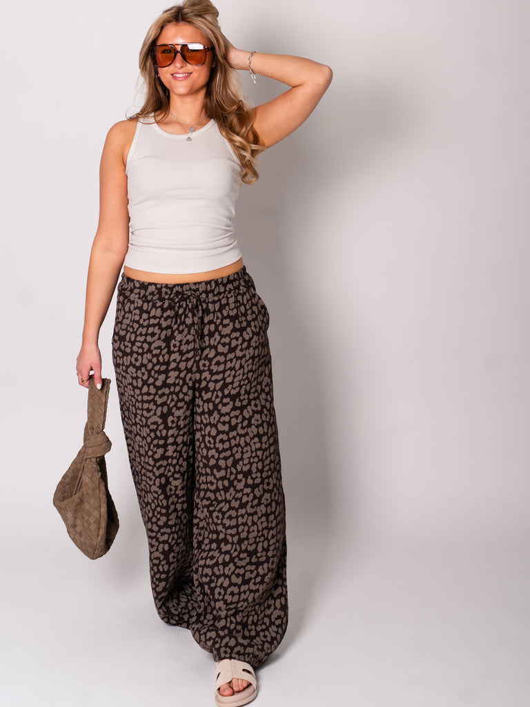 Beachy Musselin Hose - Leo/Dunkelbraun