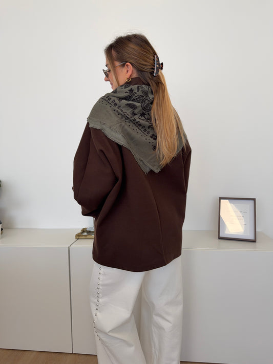 Paisley Tuch Schal - Khaki/Schwarz