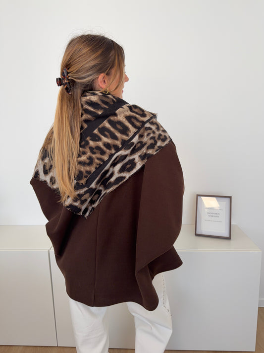 Leo Tuch Schal - Schwarz/Taupe/Creme