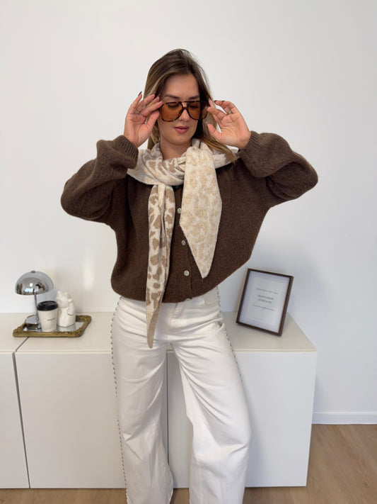 Leo Layer Dreiecksschal - Taupe/Creme
