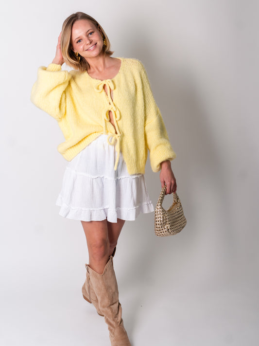 Helena Schleifen Strickjacke - Zitronengelb