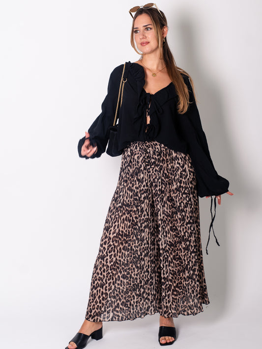 Lamiya Plissee Hose - Leo/Beige