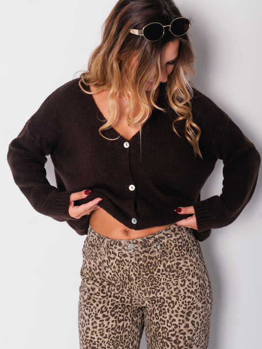 Jill Soft Strickjacke - Dunkelbraun