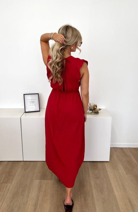 Leonora Musselin Kleid - Rot