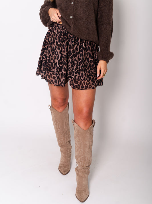 Flowy Volant Skort - Leo/Camel