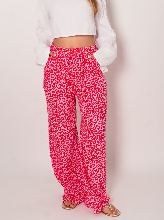 Beachy Musselin Hose - Mini Leo/Rosa/Rot