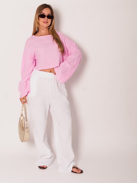 Ayla Musselin Bluse - Rosa
