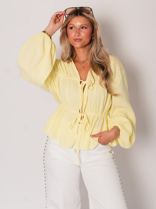 Eloise Musselin Bluse - Zitronengelb