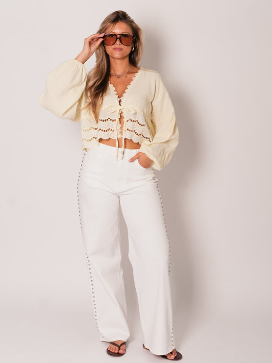 Lora Musselin Bluse - Butteryellow