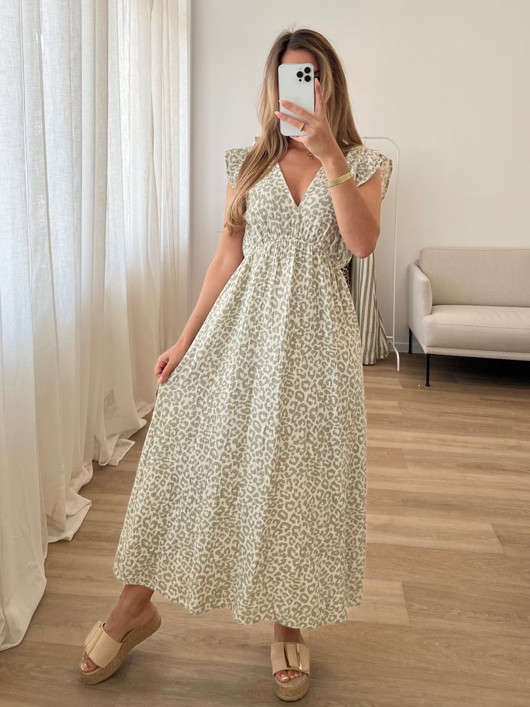 Leonora Musselin Kleid -  Leo/Khaki