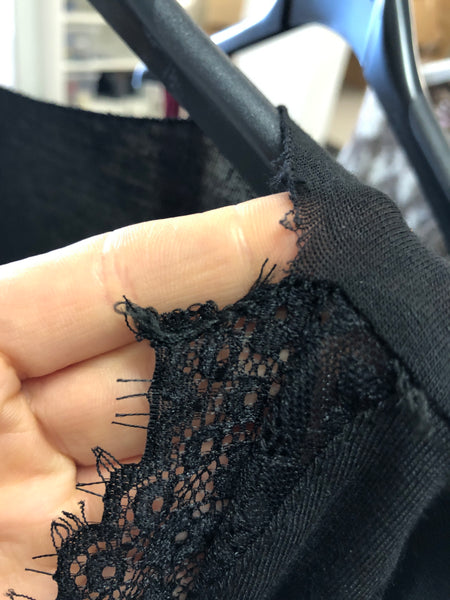 B-Ware 805. Lace Cashmere Longsleeve - Schwarz