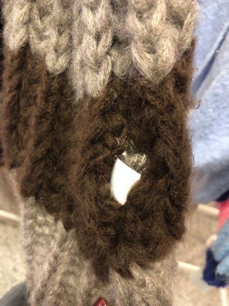 B-Ware 914. Fallen Streifen Strickjacke - Espresso/Braun