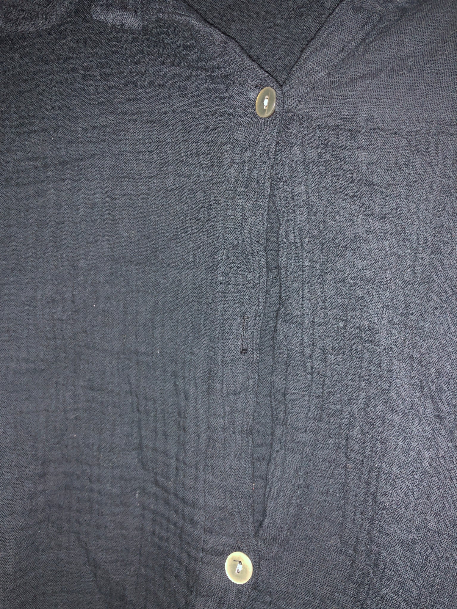 B-Ware 837. Midi Waffle Bluse - Schwarz