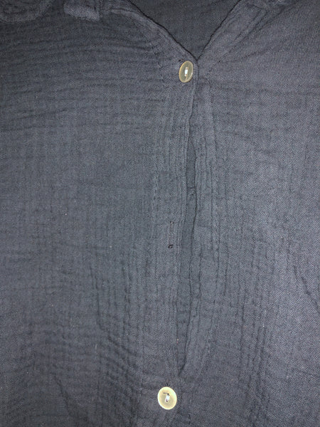 B-Ware 837. Midi Waffle Bluse - Schwarz