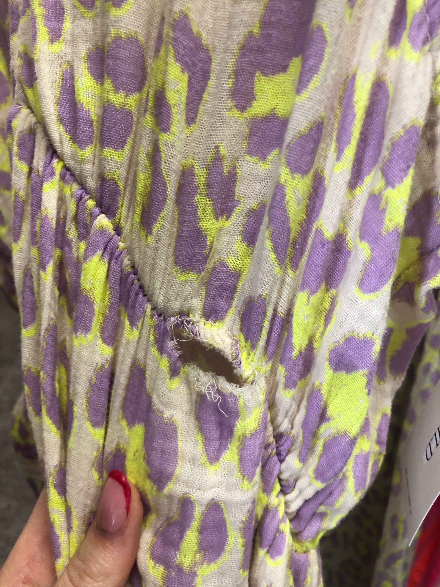 B-Ware 737. Leonora Musselin Kleid -  Leo/Lila/Gelb