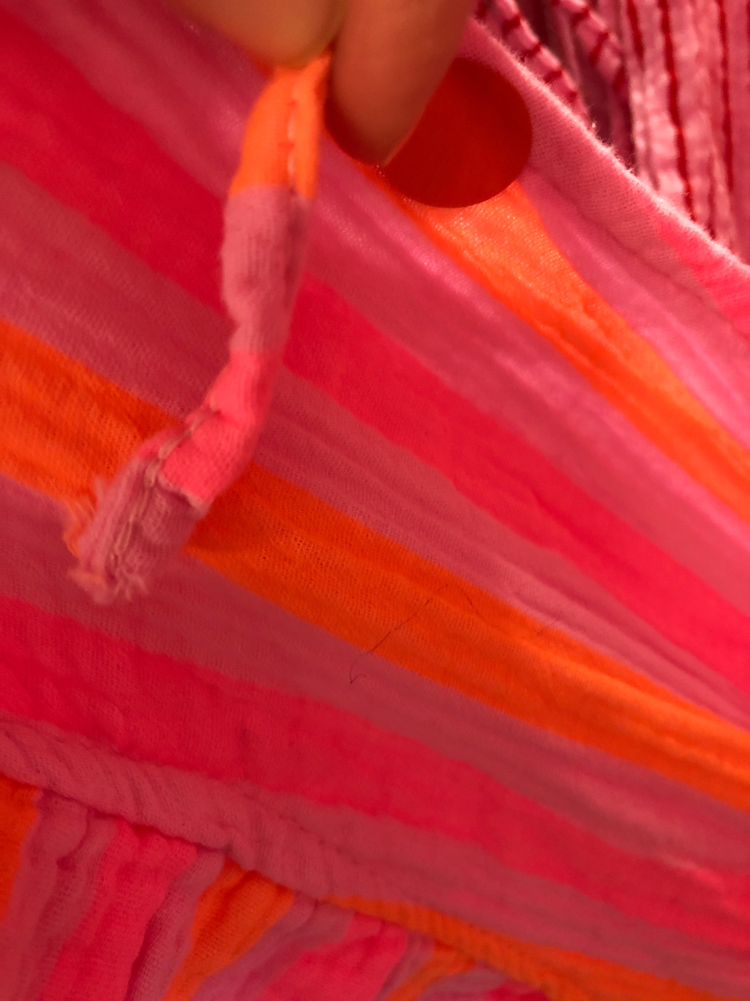 B-Ware 872. Leonora Musselin Kleid -  Streifen/Pink/Orange