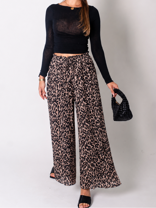 Lamiya Plissee Hose - Leo/Beige