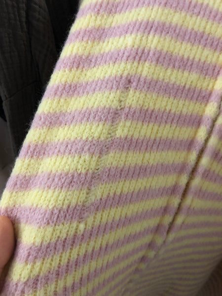B-Ware 904. Zip Up Streifen Cardigan - Rosa/Gelb