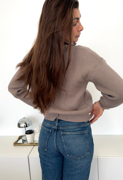 Kelly Zipper Strickjacke -  Taupe
