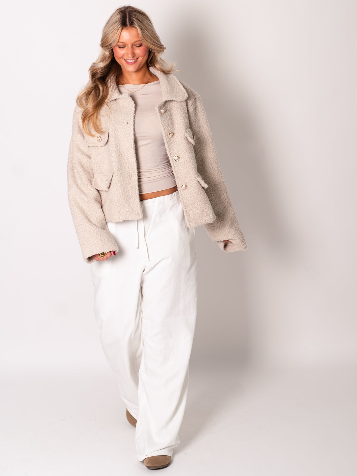 Fiona Teddy Jacke - Creme