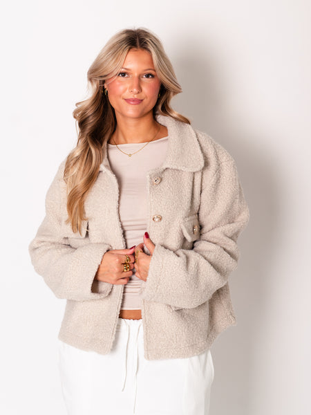 Fiona Teddy Jacke - Creme