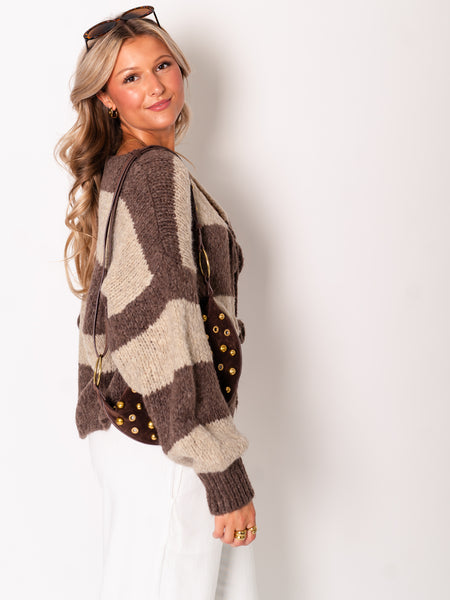 Helena Schleifen Strickjacke - Beige/Coffee