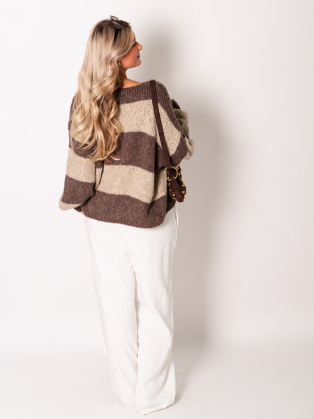 Helena Schleifen Strickjacke - Beige/Coffee