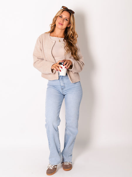 Preppy Crop Jacke - Beige
