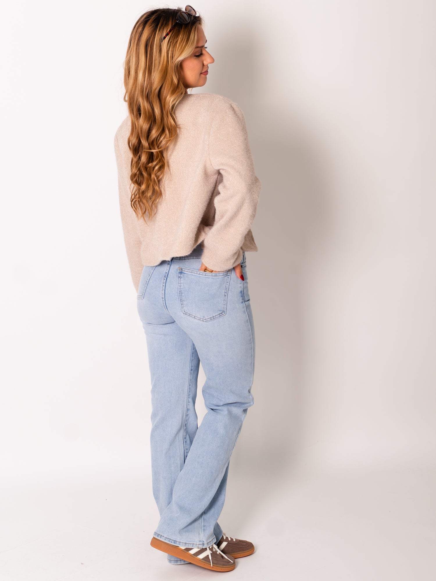 Preppy Crop Jacke - Beige