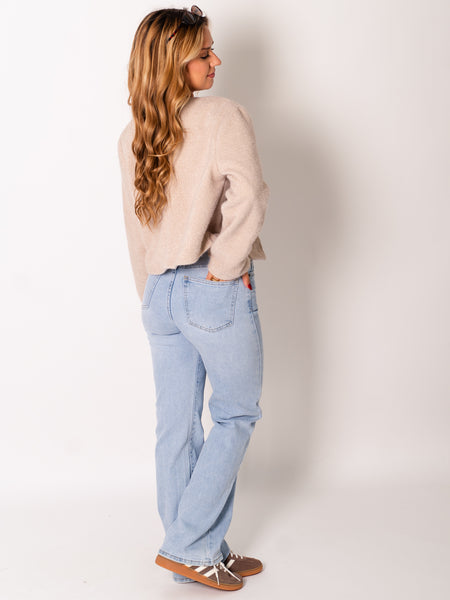 Preppy Crop Jacke - Beige