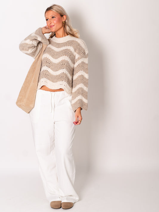 Mina Strick Pullover - Beige/Taupe