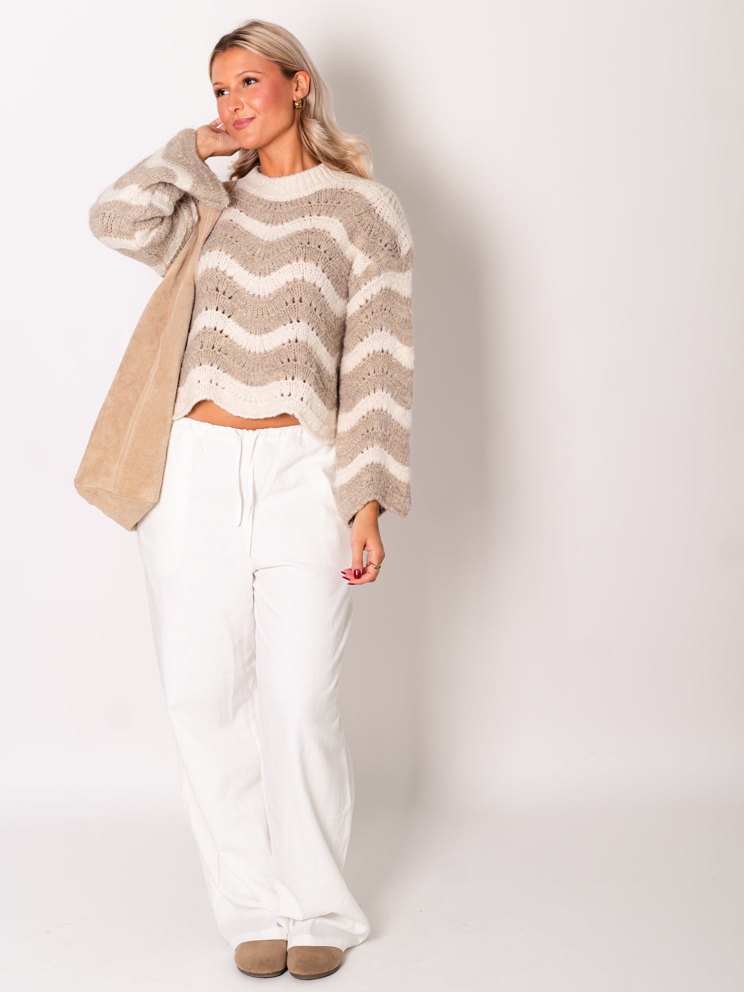 Mina Strick Pullover - Beige/Taupe