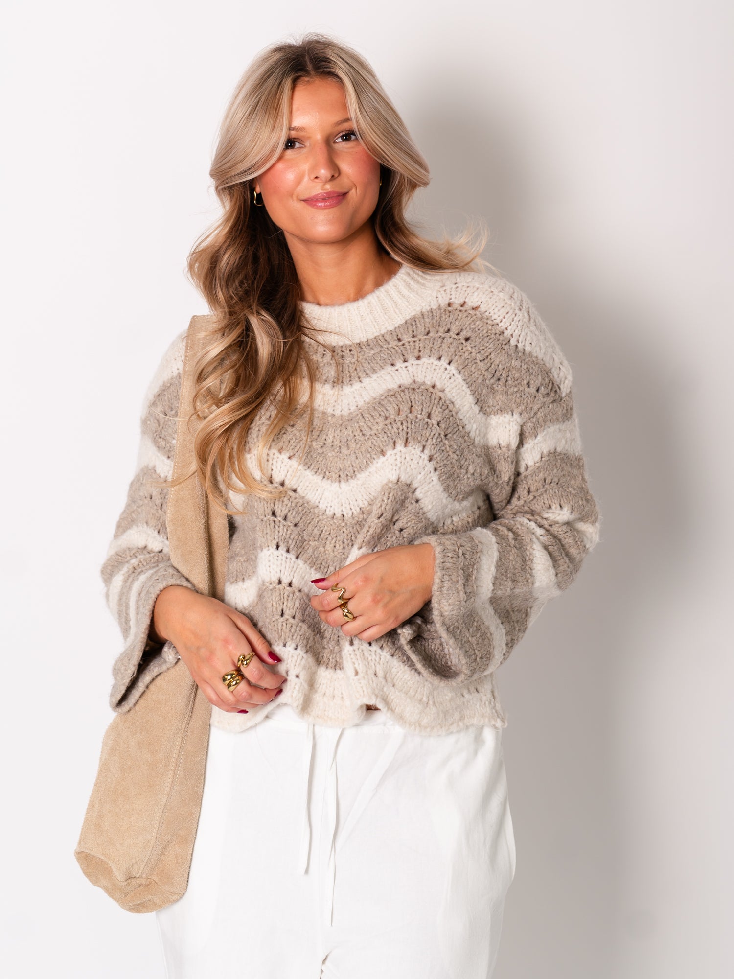 Mina Strick Pullover - Beige/Taupe