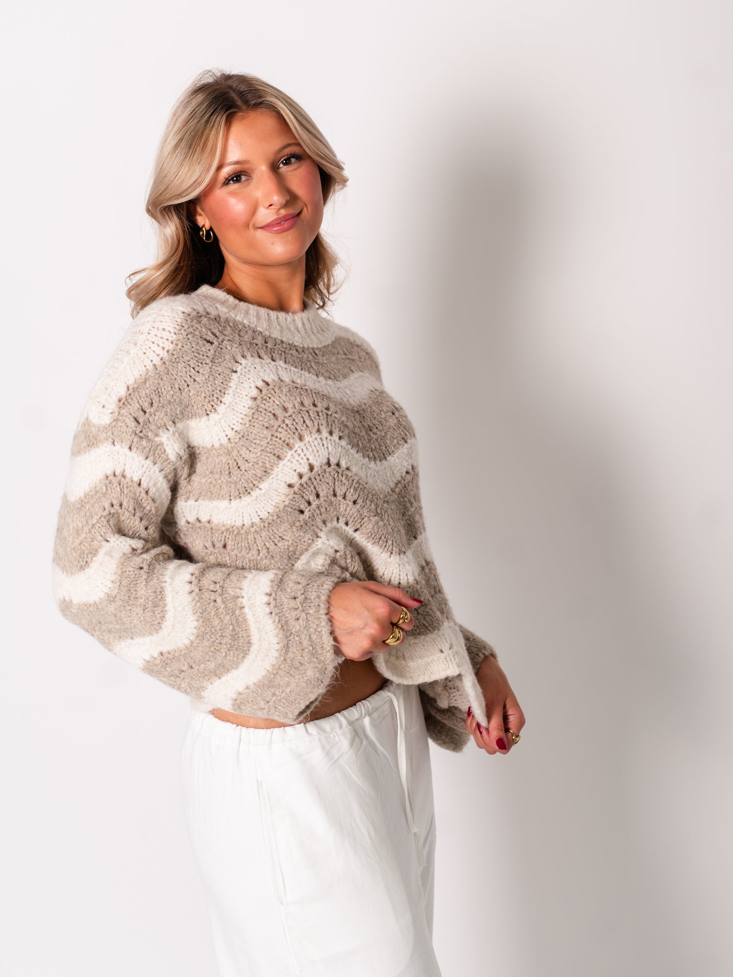 Mina Strick Pullover - Beige/Taupe