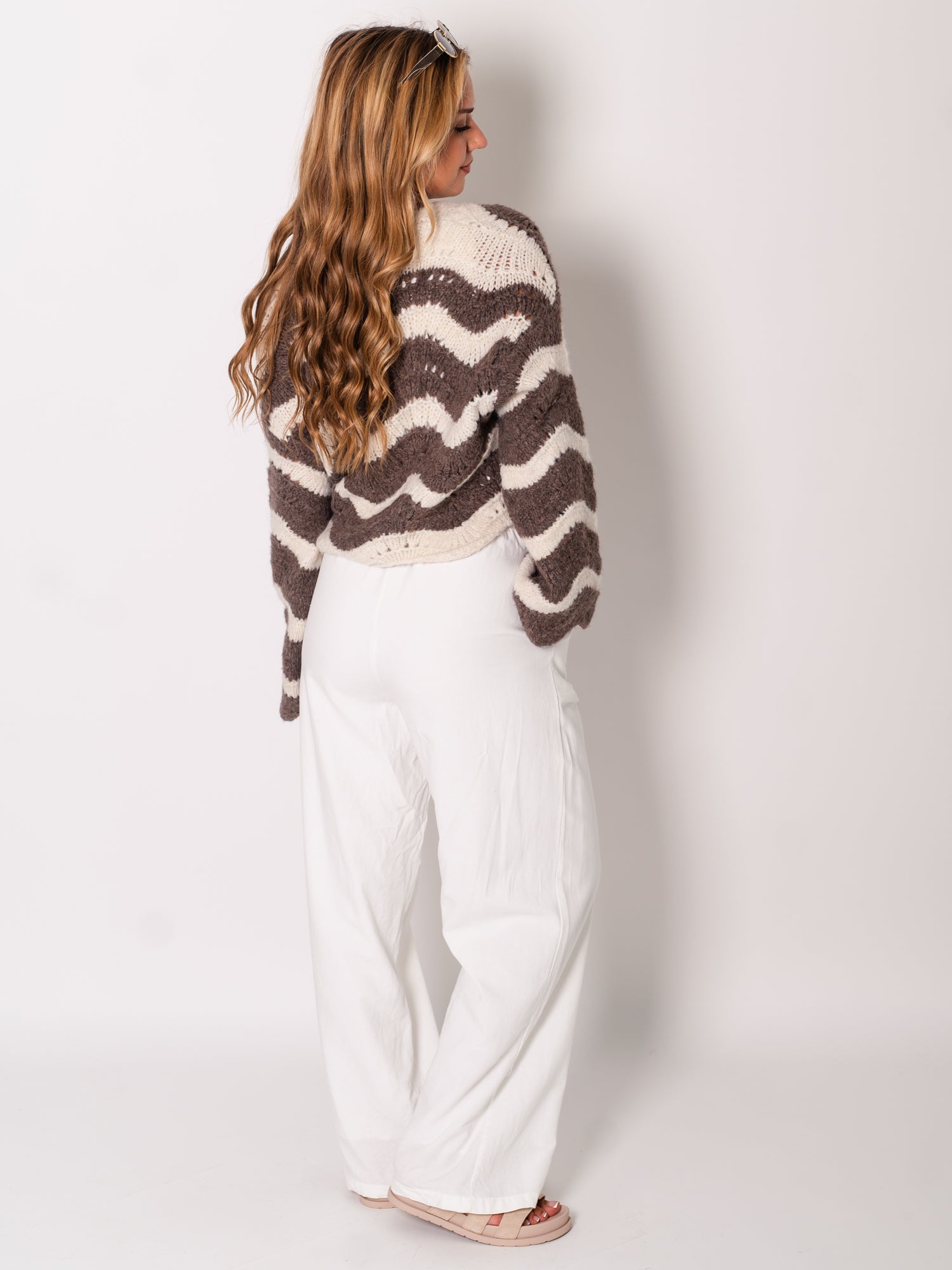 Lia Schleifen Strickjacke - Taupe/Beige