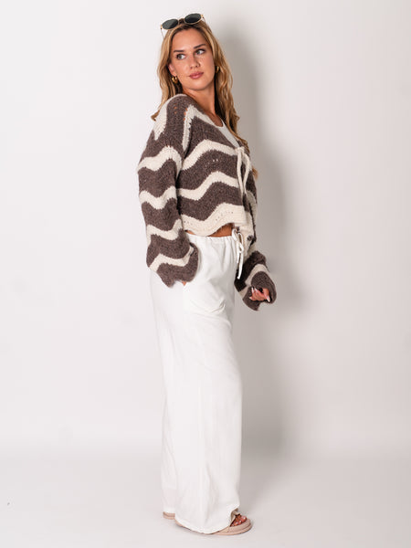 Lia Schleifen Strickjacke - Taupe/Beige