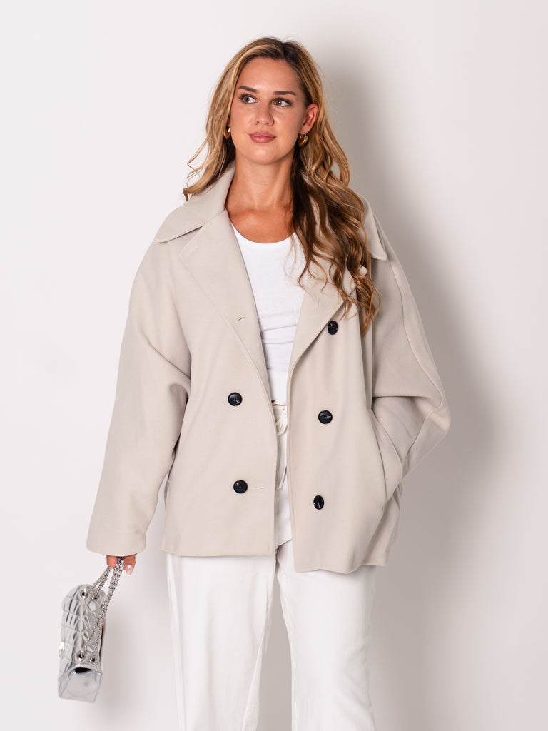 Cora Oversize Jacke - Hellgrau