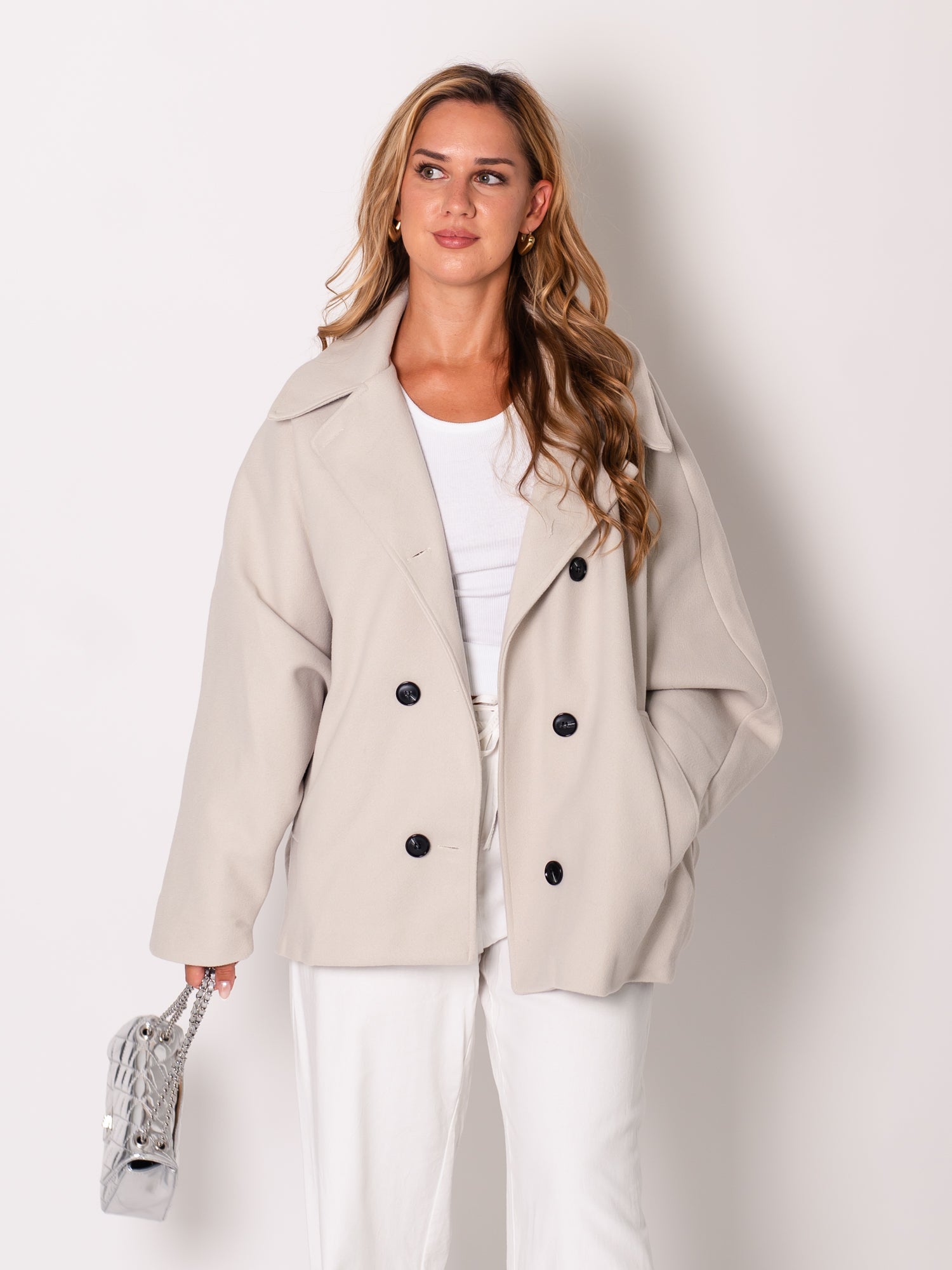 Cora Oversize Jacke - Hellgrau