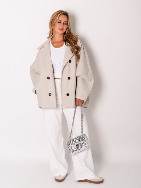 Cora Oversize Jacke - Hellgrau