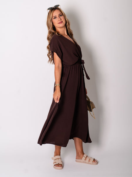 Cindy Midi Kleid - Espresso
