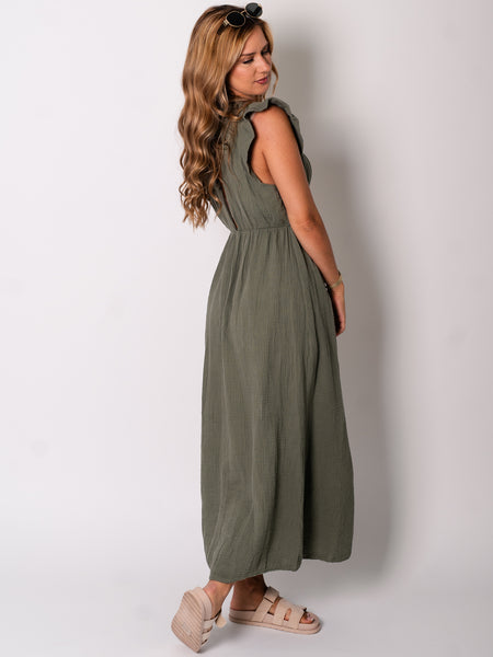 Leonora Musselin Kleid -  Khaki