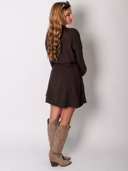 Filipa Musselin Kleid - Espresso