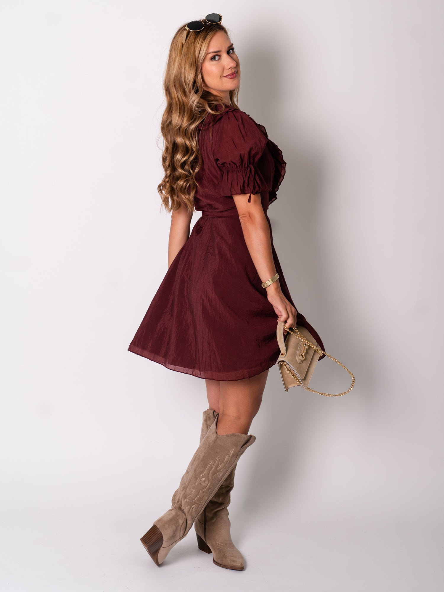 Carmen Wickel Kleid - Terrakotta