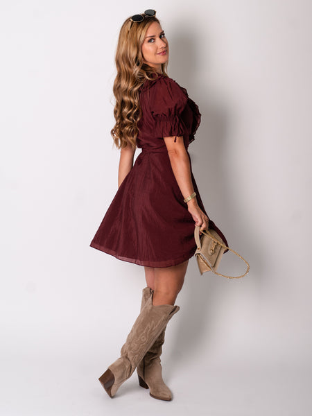 Carmen Wickel Kleid - Terrakotta