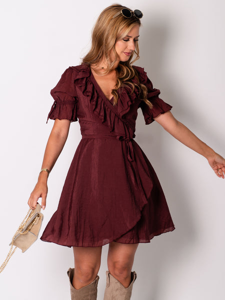 Carmen Wickel Kleid - Terrakotta