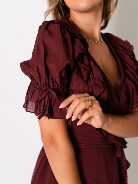 Carmen Wickel Kleid - Terrakotta