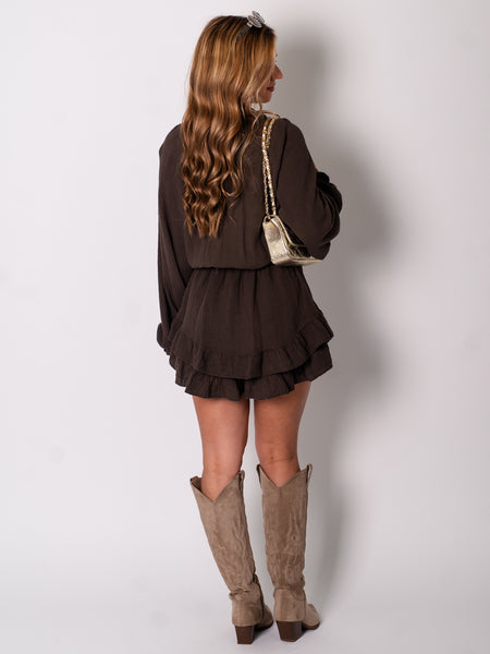 Alia Musselin Jumpsuit - Espresso
