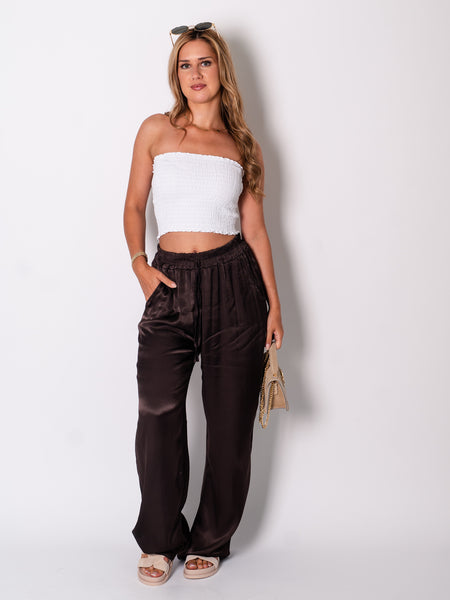 Ella Seiden Hose - Dunkelbraun