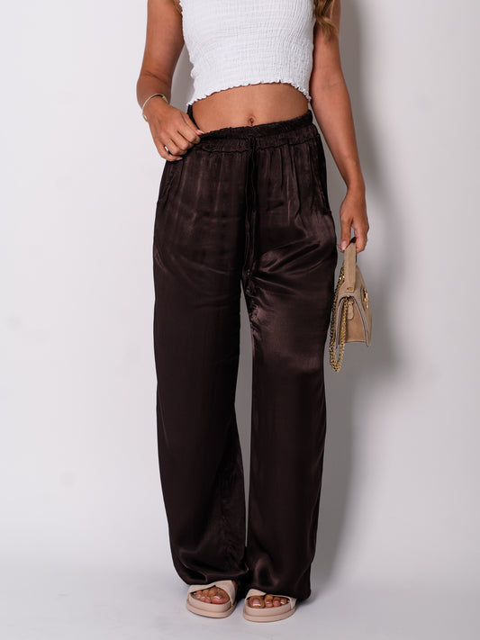 Ella Seiden Hose - Dunkelbraun