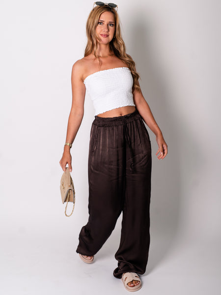 Ella Seiden Hose - Dunkelbraun